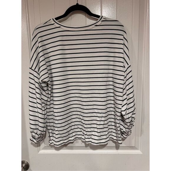 Cabi #5746 Small Relax Game Day Tie Neck Striped Sweatshirt Top - Picture 2 of 9